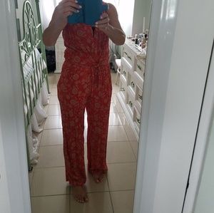 Forever 21 Orange and Tan Jumpsuit